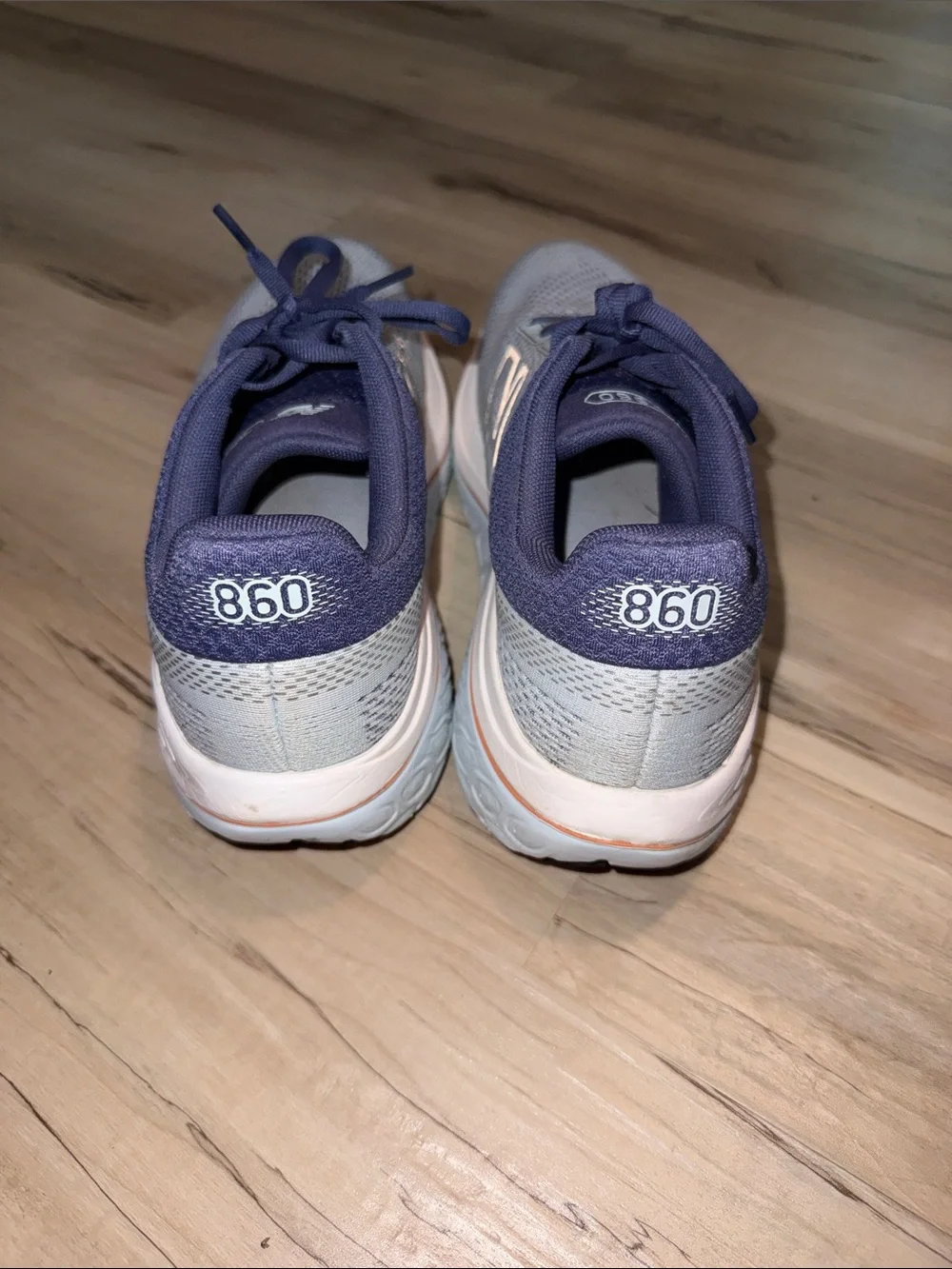 New Balance Women’s Sneakers - Light Gray, Navy & Peach Accents
